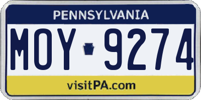 PA license plate MOY9274