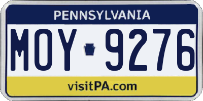 PA license plate MOY9276