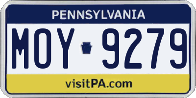 PA license plate MOY9279