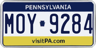 PA license plate MOY9284