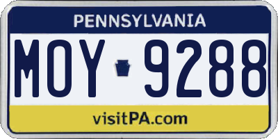 PA license plate MOY9288