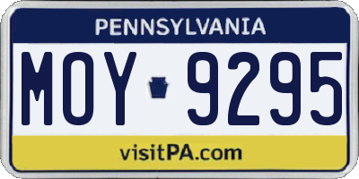 PA license plate MOY9295