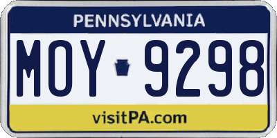 PA license plate MOY9298