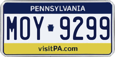 PA license plate MOY9299