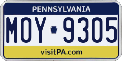 PA license plate MOY9305