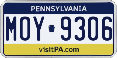 PA license plate MOY9306