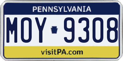 PA license plate MOY9308