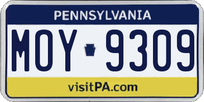 PA license plate MOY9309