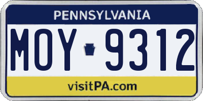 PA license plate MOY9312