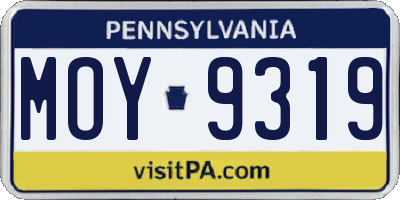 PA license plate MOY9319
