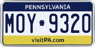 PA license plate MOY9320