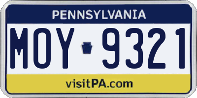 PA license plate MOY9321