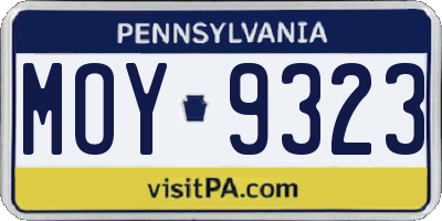 PA license plate MOY9323