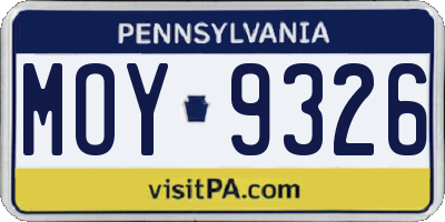 PA license plate MOY9326