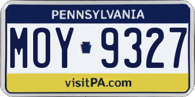 PA license plate MOY9327