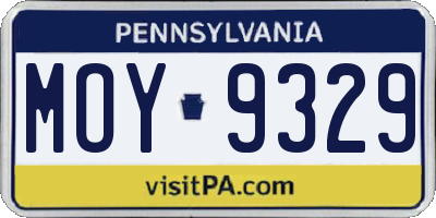 PA license plate MOY9329
