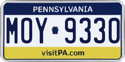 PA license plate MOY9330