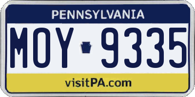 PA license plate MOY9335