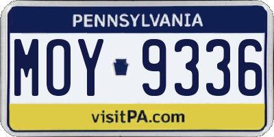 PA license plate MOY9336