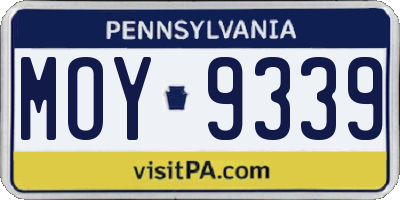 PA license plate MOY9339