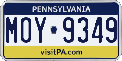 PA license plate MOY9349