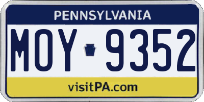 PA license plate MOY9352