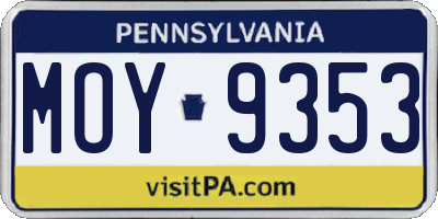 PA license plate MOY9353