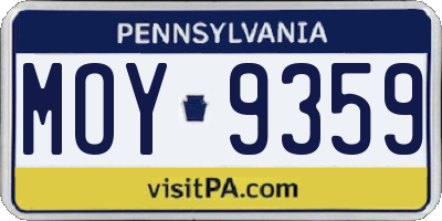 PA license plate MOY9359