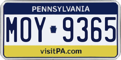 PA license plate MOY9365