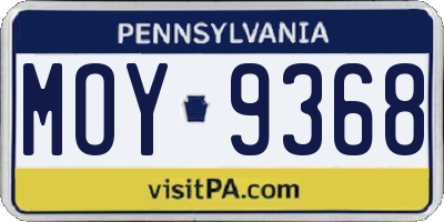 PA license plate MOY9368