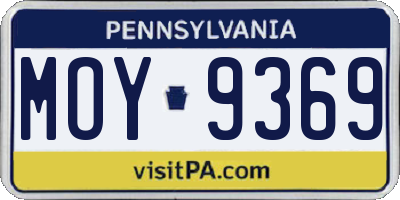 PA license plate MOY9369