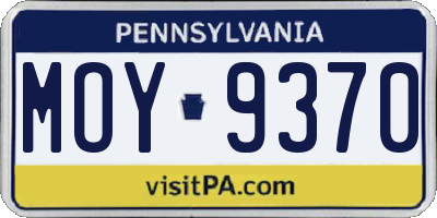 PA license plate MOY9370