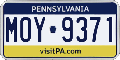 PA license plate MOY9371