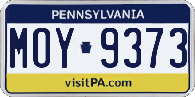 PA license plate MOY9373