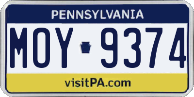 PA license plate MOY9374
