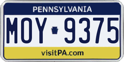 PA license plate MOY9375