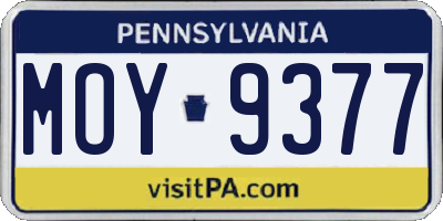 PA license plate MOY9377