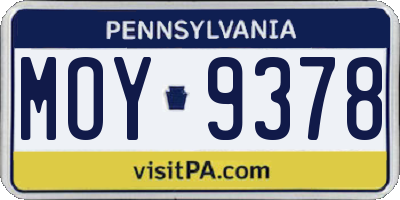 PA license plate MOY9378