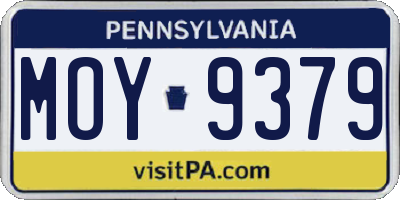 PA license plate MOY9379