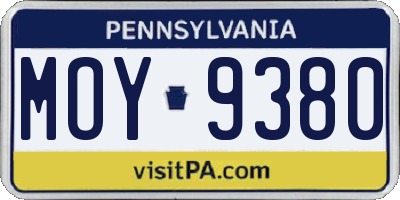 PA license plate MOY9380