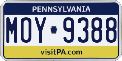 PA license plate MOY9388