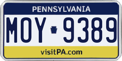 PA license plate MOY9389