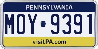 PA license plate MOY9391