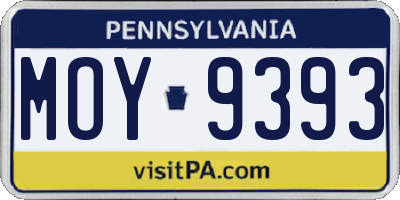 PA license plate MOY9393