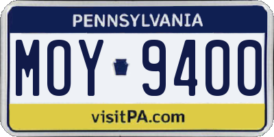 PA license plate MOY9400