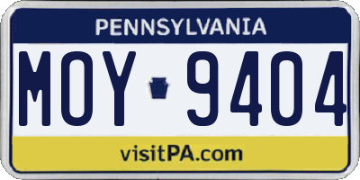 PA license plate MOY9404