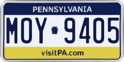 PA license plate MOY9405