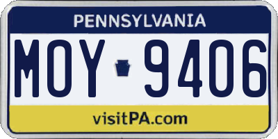 PA license plate MOY9406