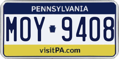PA license plate MOY9408