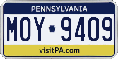 PA license plate MOY9409